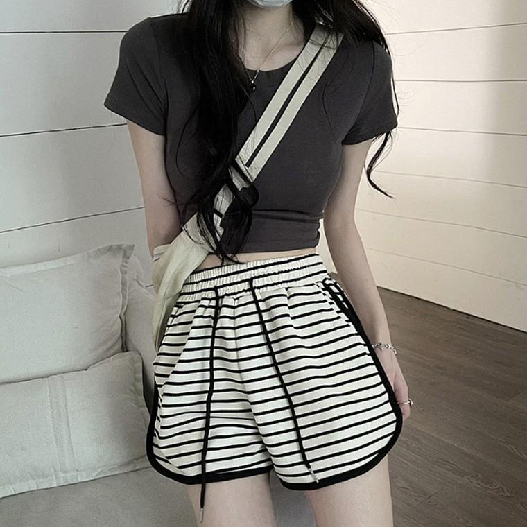 스트라이프 숏팬츠 팬츠 홈웨어 츄리닝 여성 반바지