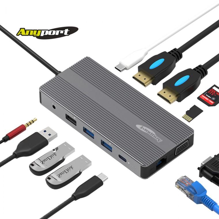 [애니포트]Type C타입 멀티허브 TC121HDL 기가랜포트 USB3.0 허브 12IN1