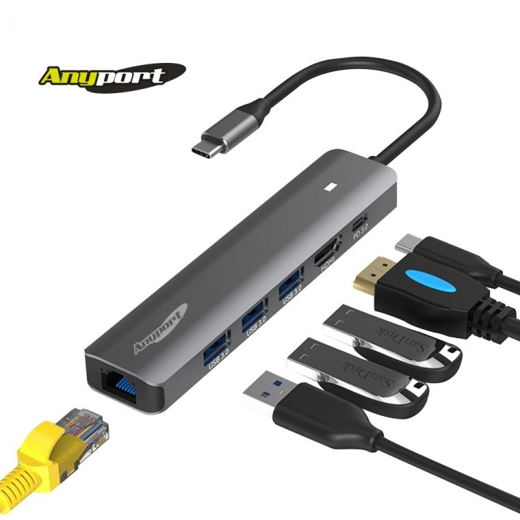 [애니포트]Type C타입 멀티허브 TC61PUL 기가랜포트 USB.30 허브