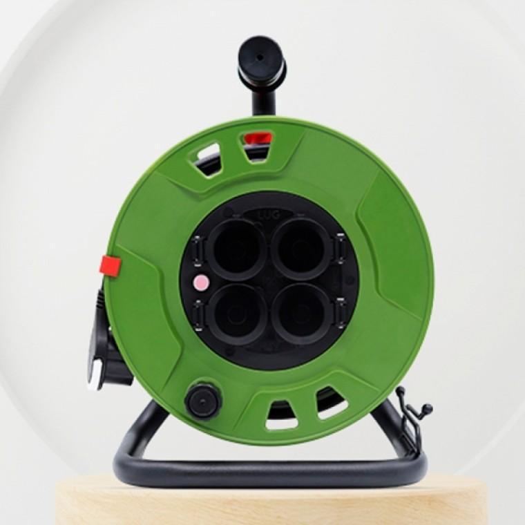 러그 캠핑릴선 노출형 손잡이 멀티탭 릴선 3구 USB 2포트 20M 1.5SQ (그린) 캠핑 코드릴
