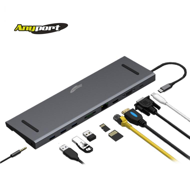 [애니포트]Type C타입 멀티허브 TC101HVL 기가랜포트 USB3.0 허브 10IN1