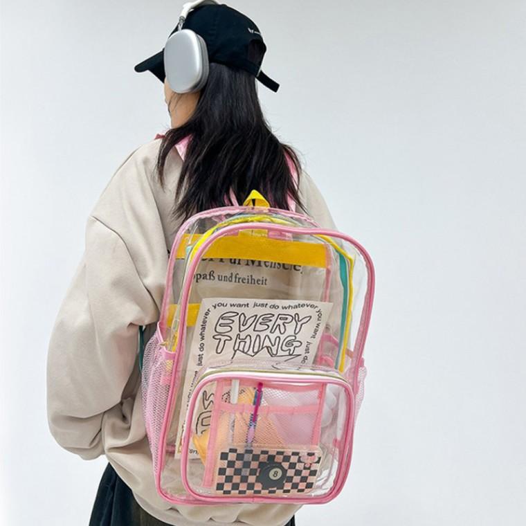 PVC 파스텔 컬러 투명 백팩(핑크)