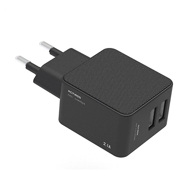 엑티몬 가정용고속충전기 2.1A USB 2포트 충전기 본품 (케이블미포함) (MON-212-T1)