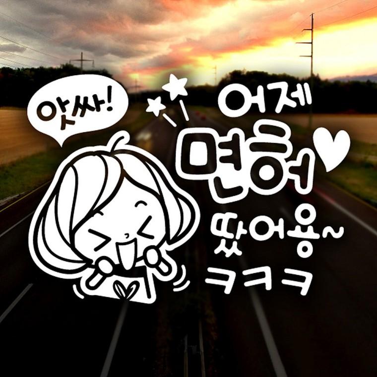 앗싸 어제면허땄어용 반사시트지 자동차스티커