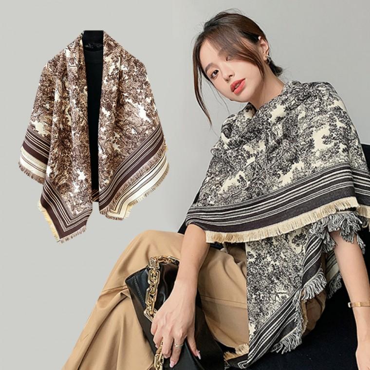 [큰손할인] 대형 뜨왈 Toile 패턴 숄 어깨숄 블랭킷 담요 머플러 스카프 가을 겨울 간절기 숄