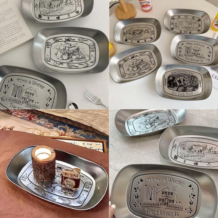 [큰손할인] 빈티지 악세서리 트레이 보관함 주얼리 인테리어 오브제 메탈 반지 진열 차키 현관 실버