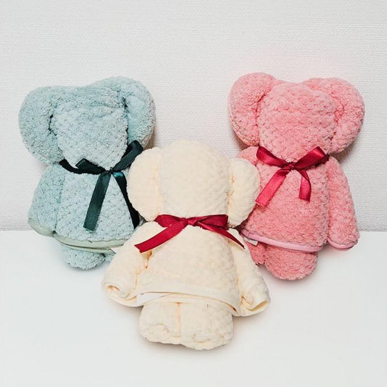[큰손할인] 곰돌이핸드타올 수건 세면 극세사 타월 욕실 화장실 답례품 집들이 이사 선물 귀여운 부드러운