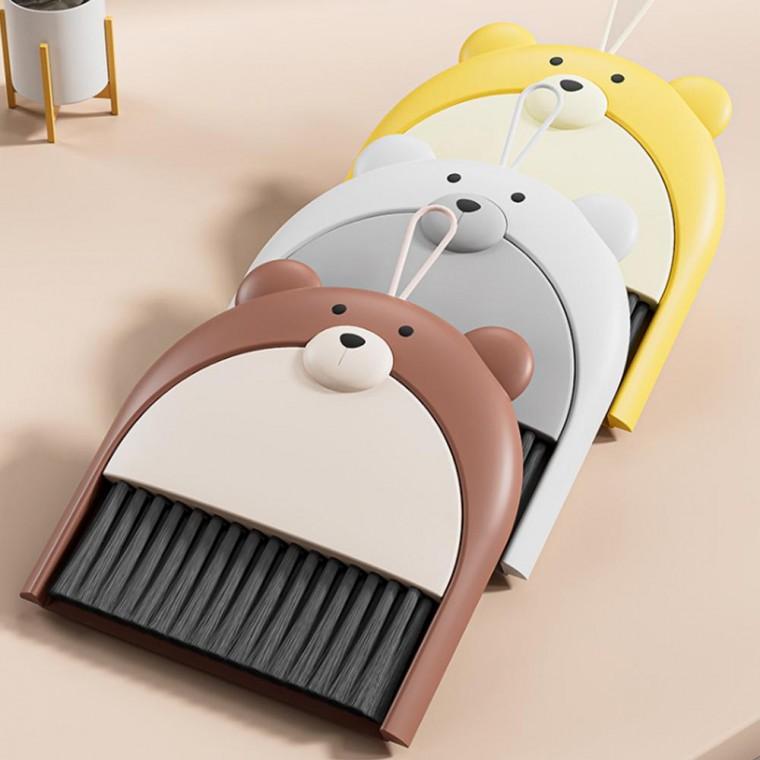 깔끔 미니 빗자루 곰돌이 쓰레받기세트 고밀도 빗자루