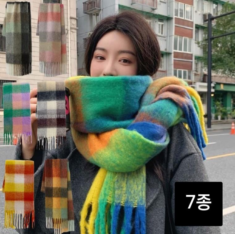 체크 도톰 빅 목도리 큰사이즈 롱머플러