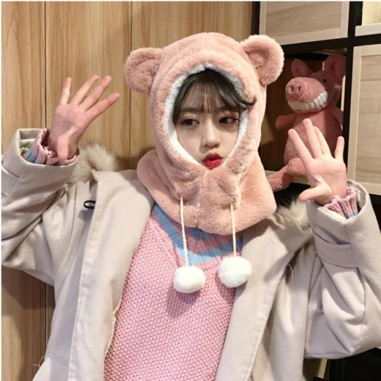 -당일출고- 통통이 곰돌이 워머 겨울 따뜻한 방한 모자