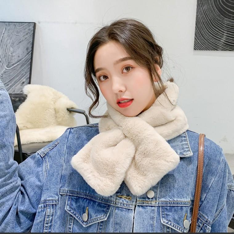 페이크퍼 쁘띠 털 목도리 사각 퍼 머플러