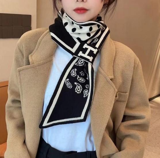 H 도트 고리 롱 니트 쁘띠 목도리 머플러 스카프