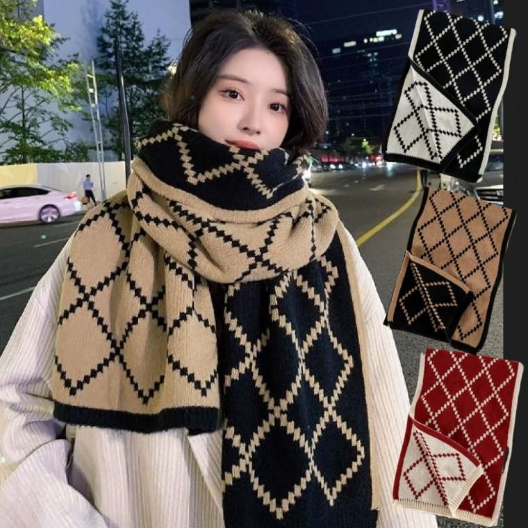 겨울 니트 다이아 롱 머플러 목도리 남녀공용 커플 목도리