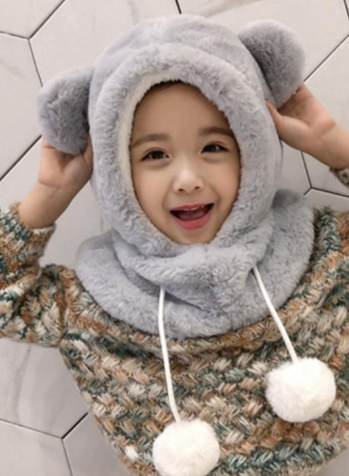 아동 유아 통통이 곰돌이 워머모자 어린이 후드모자