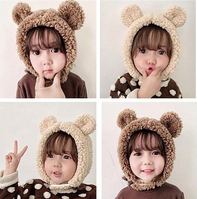 겨울 유아 아동 뽀글이 곰돌이 방한 모자