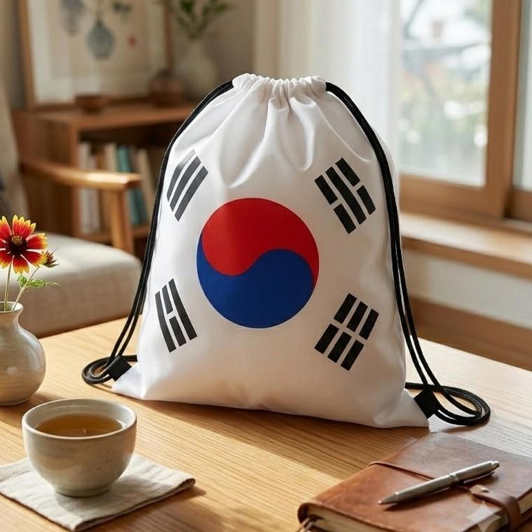 [싸더라] 태극기 나일론 주머니 백팩 실내화가방 조리개가방 체육가방 운동가방