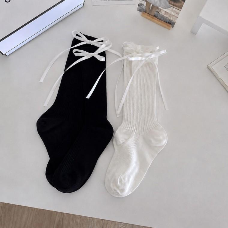 얇은 골지 리본 중목양말 2color DK-1009527