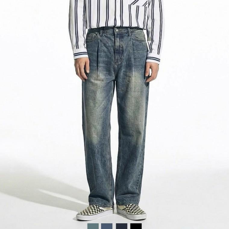 남자 와이드핏 밴딩 워싱 데님팬츠 데일리룩 GFA-1009915