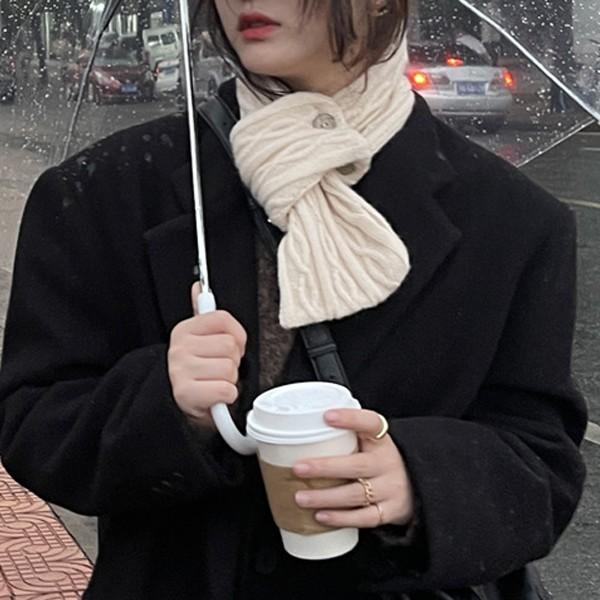 따뜻하고 가벼운 투버튼 미니목도리 쁘띠목도리 머플러 넥워머 4가지 색상