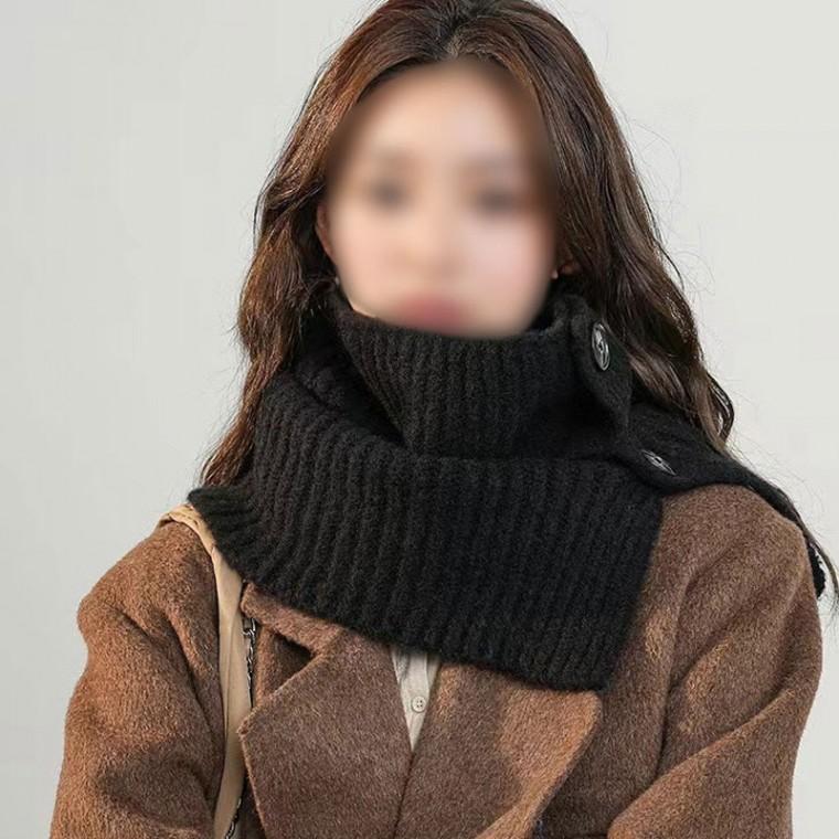 내추럴하게 연출하는 하이칼라 단추넥워머 터틀넥 방한넥워머 목도리 머플러 워머