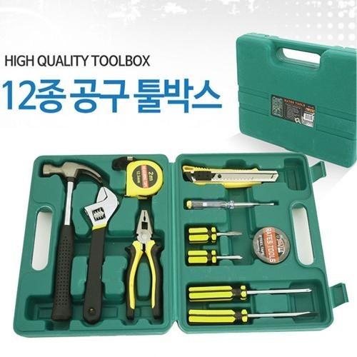 12종 공구세트 공구박스 망치 드라이버 칼 줄자