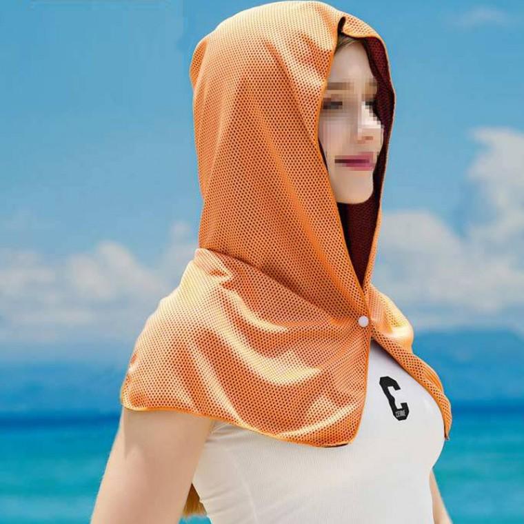 6가지 색상 360도 전방향 보호 냉각 후드 쿨타올 자외선차단 후드타월 스포츠타올