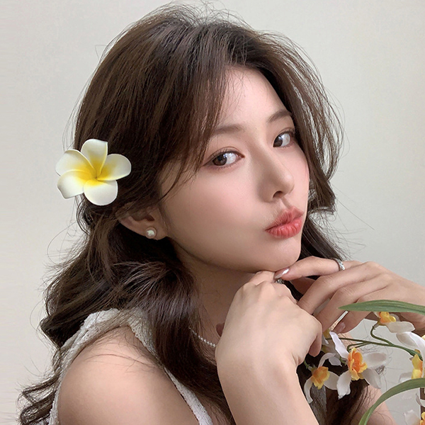 [덥석덥석] 플루메리아 하와이꽃핀 웨딩 무대 파티 해변머리핀 인스타소품