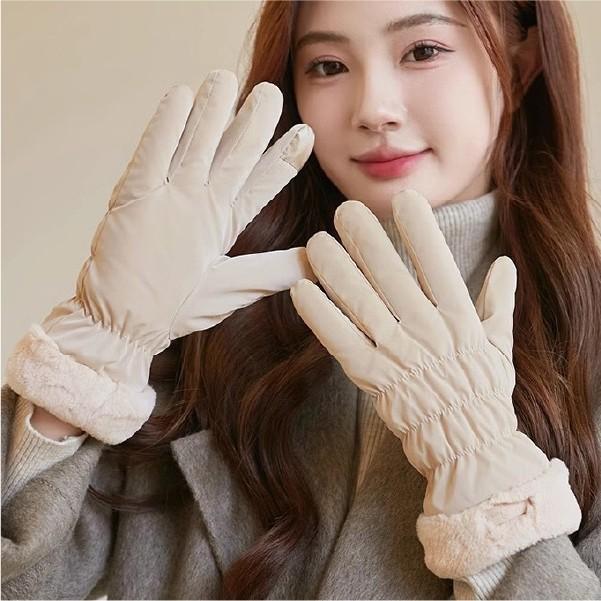 [덥석덥석] 셔링 패딩 터치 장갑 겨울장갑 손가락 장갑 방한장갑