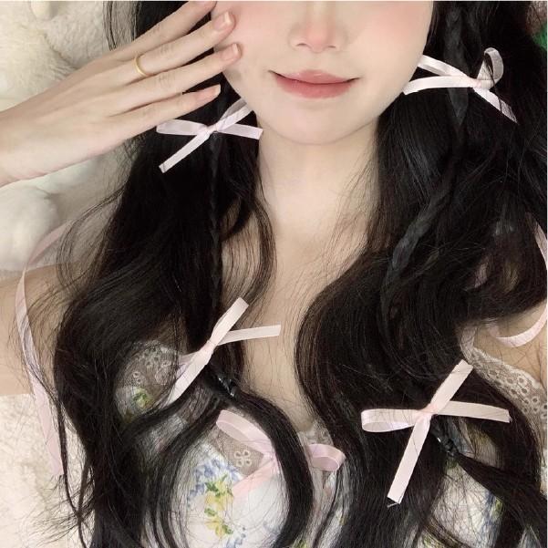 [덥석덥석] 꽃머리핀 미니리본핀(2p 세트) 학생헤어핀 헤어악세사리