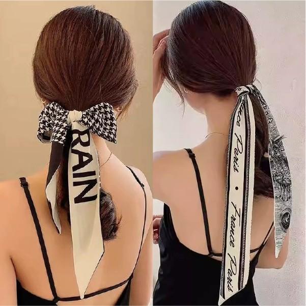 [덥석덥석] 여성 모노 패턴 롱 스카프 시크 포인트 가방 헤어 목 연출 소품 프릴 예쁜스카프