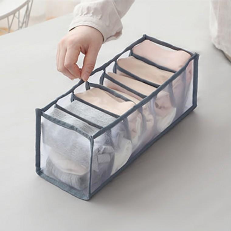 부직포 메쉬 속옷 정리함 팬티 7구 그레이 보관함 서랍 수납함 옷장