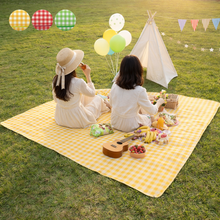 방수매트 돗자리 접이식 파우치형 체크패턴 나들이 캠핑 피크닉매트 중형 150x200cm
