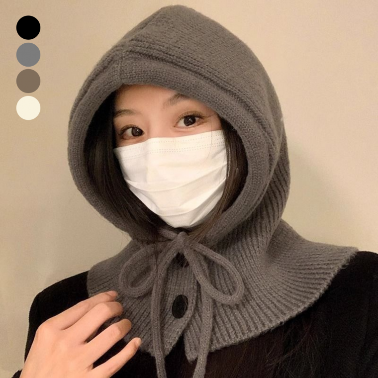 [초특가 판매] 니트 후드 바라클라바 프리미엄 넥워머 여성 겨울모자 후드 머플러 패션모자 170g
