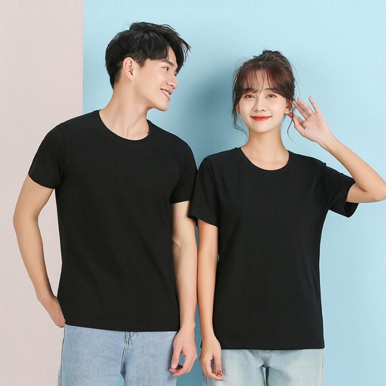 클래식 코튼 반팔 티셔츠 남녀공용 무지 라운드 100%면 반팔티
