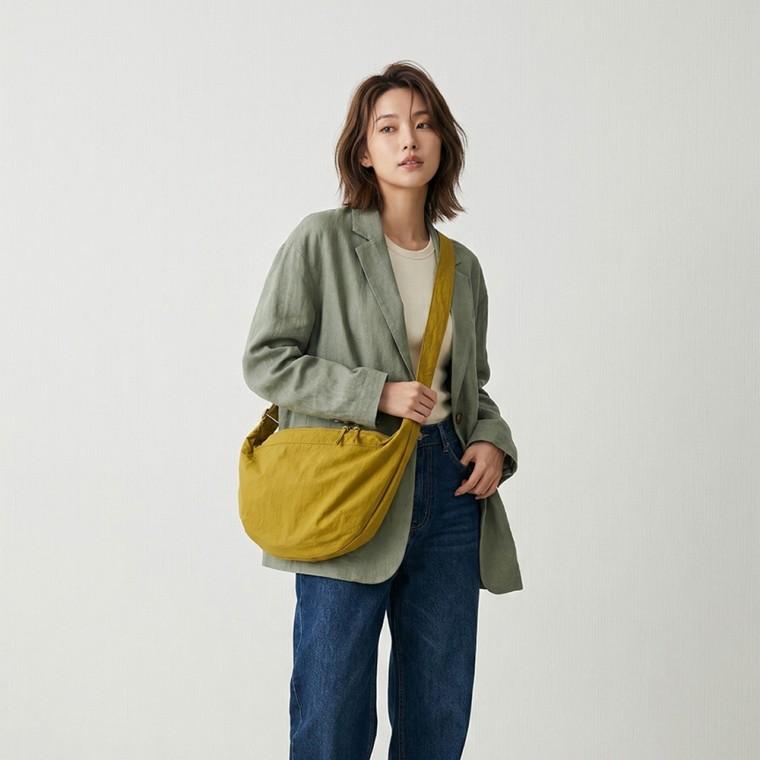 워시드 하프문 숄더백 대용량 가벼운 가방 반달 만두 크로스백