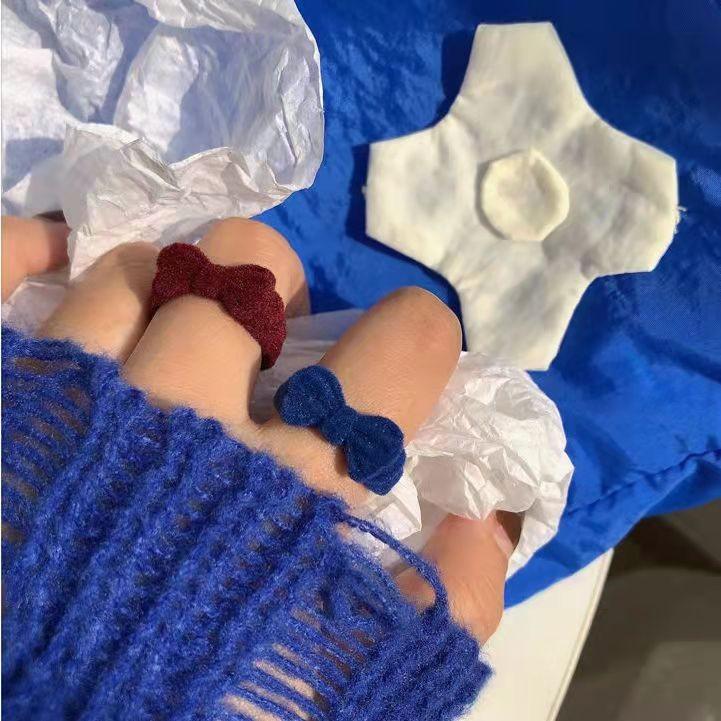 리본 아크릴 반지 우정링 소품샵 겨울 가을 벨벳 크리스마스 패션반지