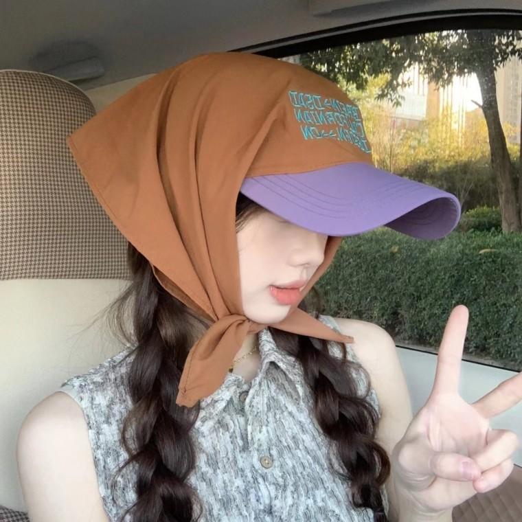 두건 자외선차단 레터링 비비드 캡 모자 야구모자 y2k 볼캡 커플 무지 남녀 공용 키치한 터번햇