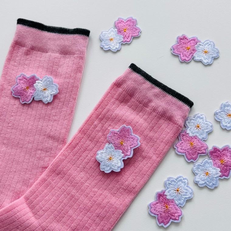 벚꽃 꽃 와펜 DIY 귀여운 자수 패치 열접착 패딩수선 핑크 가방 리폼