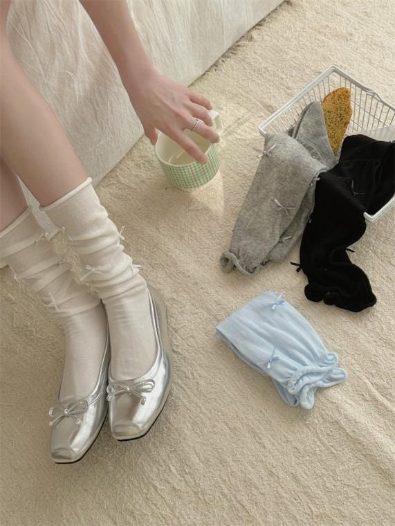 레이스 봄 신상 쉬폰 리본 발레코어 비비드 패턴 기본 양말 삭스 발목 중목 레트로 키치한 y2k 니삭스
