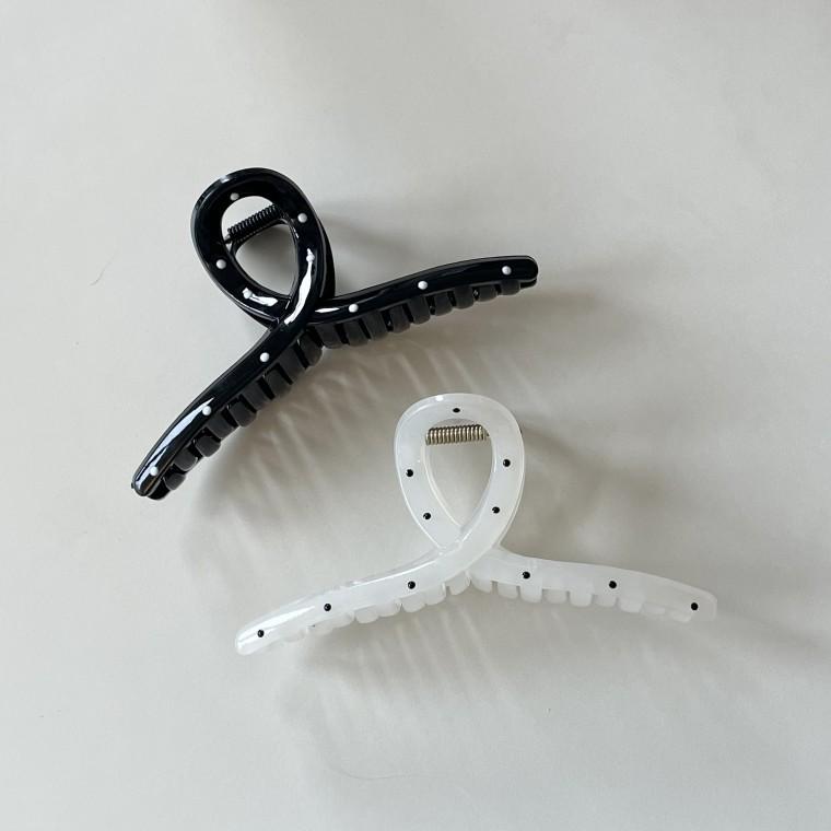 기본 꼬임 국내제작 헤어집게 도트 땡땡이 꼬임 헤어 집게 고급 긴머리 단발 집게핀 집게삔