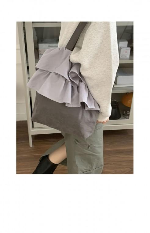 숄더백 가방 크로스백 캉캉 백 에코백 데일리 포인트 주름 대학생 퍼플 셔링