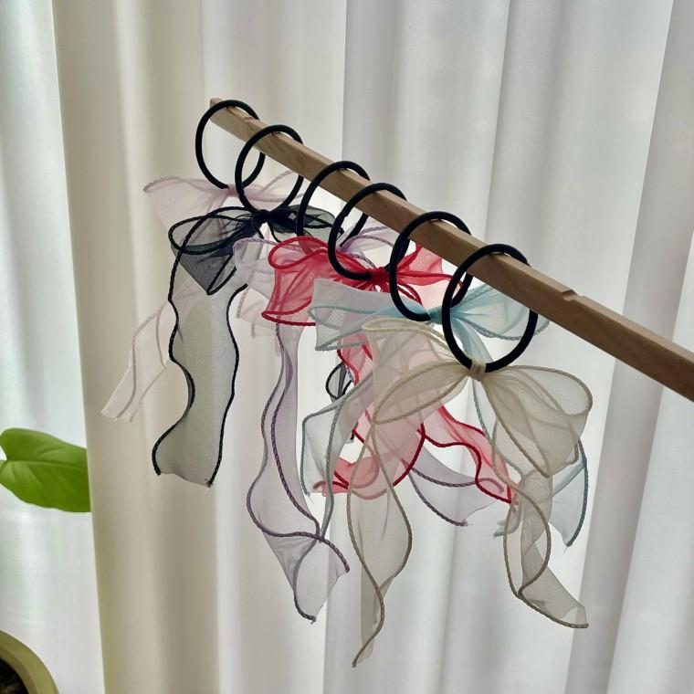 자체제작 2.5cm 오간자 쉬폰 리본 헤어곱창 곱창 베이직 기본 머리끈 헤어슈슈 소품샵 의류 악세사리