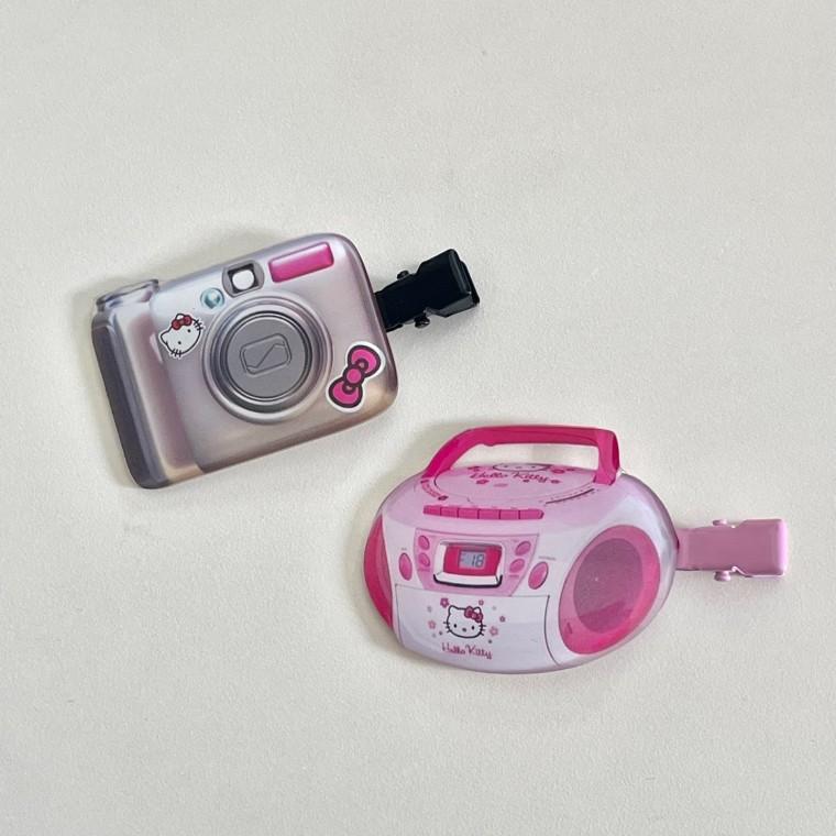 카메라 라디오 고양이 헤어핀 머리핀 포인트 키치한 소품샵 Y2K