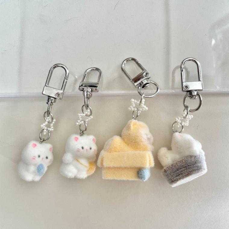 자체제작 별 고양이 냥냥이 캣 키링 클로버 동물 애니멀 후로킹 벨벳 귀여운 목걸이 가방 열쇠고리