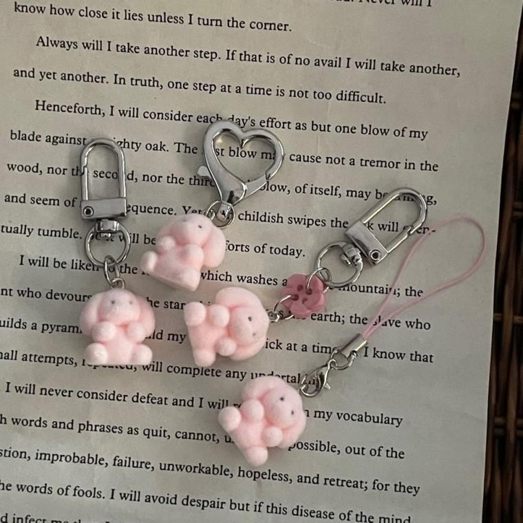자체제작 토끼 레빗 동물 후로킹 벨벳 DIY 키링 열쇠고리 폰줄 가방꾸미기 포인트 소품샵