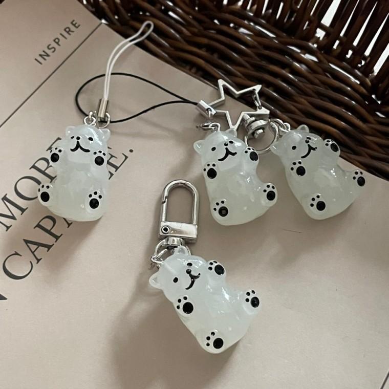 자체제작 화이트 북극곰 베어 곰 동물 아크릴 벨벳 DIY 키링 열쇠고리 폰줄 가방꾸미기 포인트 소품샵