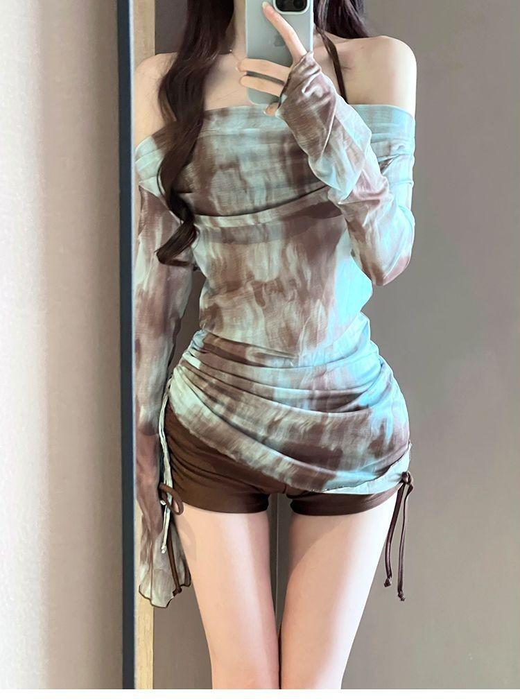 3pcs 체형커버 모노키니 수영복 투피스 여성 워터파크 풀빌라 패션 여름 휴가 실내 실외 휴양지