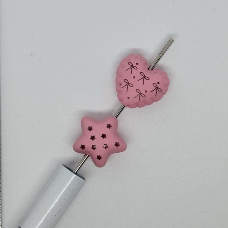 볼펜꾸미기 볼꾸 동대문 꾸미기 DIY 핑크 무광 통통 리본 발레코어 하트 별