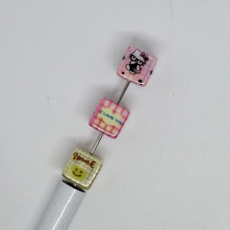 B30 볼펜꾸미기 볼꾸 동대문 꾸미기 DIY 사각 큐브 고양이 KT 캣 스마일 랜덤