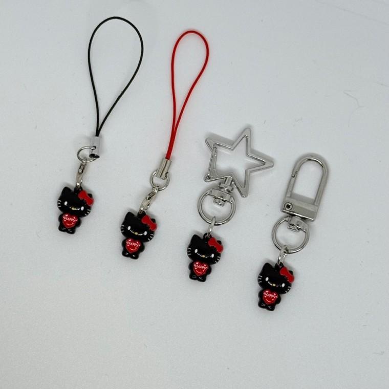블랙 고양이 KT 컬러 알록달록 비비드 DIY 키링 열쇠고리 폰줄 가방꾸미기 포인트 소품샵